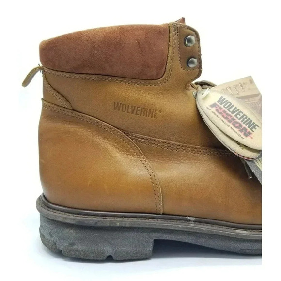 Wolverine Durashocks Work Boots Vibram Soles Fusion EH Tan Leather Men 14 E NWOB main image 10